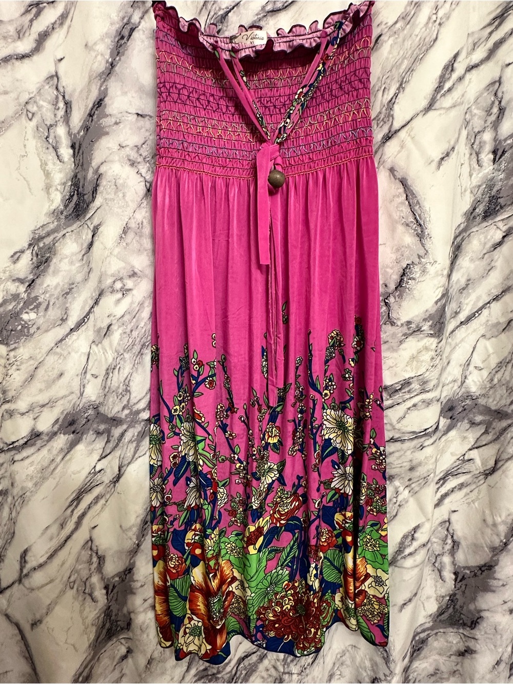 Victoria Bright Pink Floral Maxi Dress